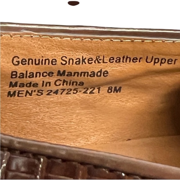 Stacy Adams brown, genuine, snake skin and leather slip on loafer style shoes 8 - Picture 10 of 12